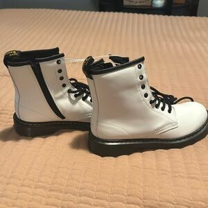 New White Dr Martens 1460Y with side zipper